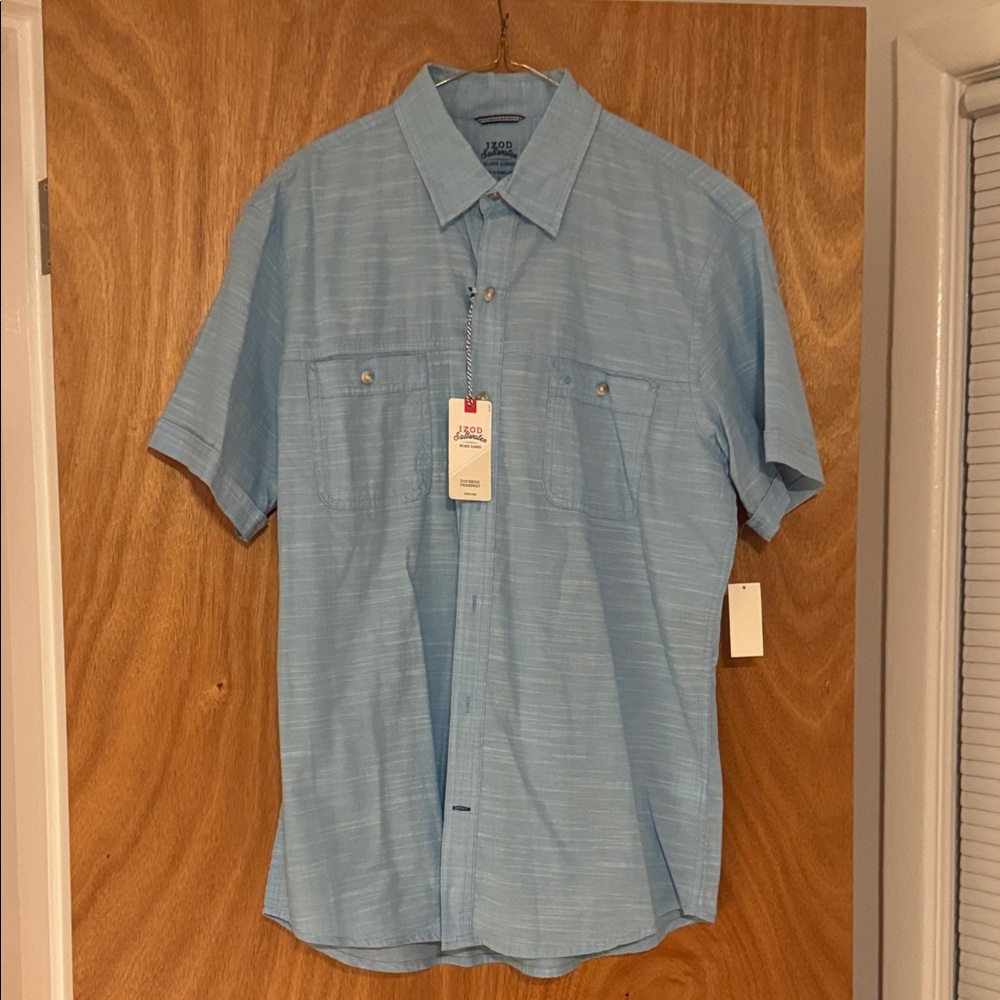 Izod Men's Light Blue Casual Button Down Shirt